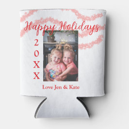 Rode glitter kinder prettige feestdagen familiefot blikjeskoeler