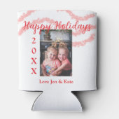 Rode glitter kinder prettige feestdagen familiefot blikjeskoeler (Achterkant)