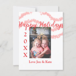 Rode glitter kinder prettige feestdagen familiefot briefkaart