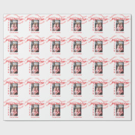 Rode glitter kinder prettige feestdagen familiefot cadeaupapier