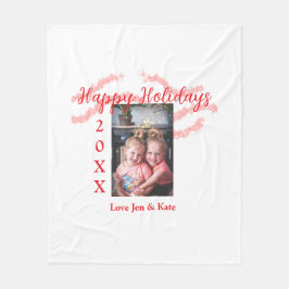 Rode glitter kinder prettige feestdagen familiefot fleece deken