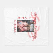 Rode glitter kinder prettige feestdagen familiefot fleece deken (Voorkant (Horizontaal))