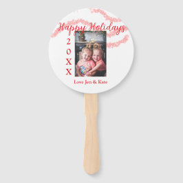 Rode glitter kinder prettige feestdagen familiefot handwaaier