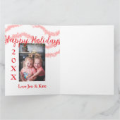 Rode glitter kinder prettige feestdagen familiefot kaart (Binnen)