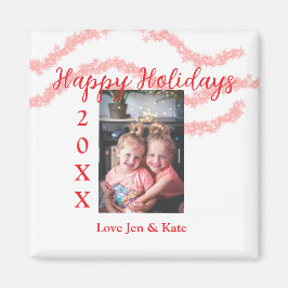 Rode glitter kinder prettige feestdagen familiefot magneet