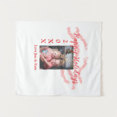 Rode glitter kinder prettige feestdagen familiefot wandkleed (Voorkant (horizontaal))