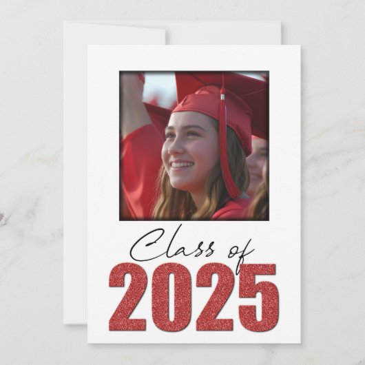 Rode Glitter Klasse van 2025 Foto Aankondiging (Voorkant)