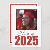Rode Glitter Klasse van 2025 Foto Aankondiging (Voorkant / Achterkant)