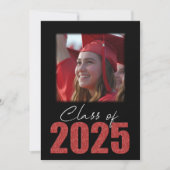 Rode Glitter Klasse van 2025 Foto Open Huis Kaart (Voorkant)