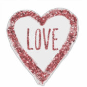 Rode glitter liefde hart sticker (Voorkant)