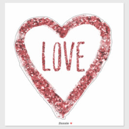 Rode glitter liefde hart sticker