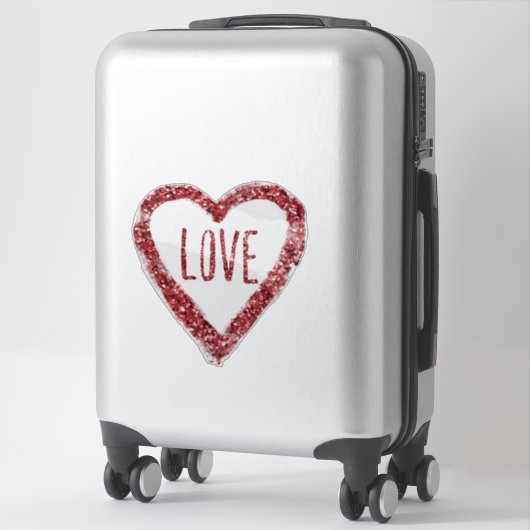 Rode glitter liefde hart sticker (Koffer)