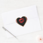 Rode Glitter Liefde Lippen en Gouden Lettertype Hart Sticker (Envelop)