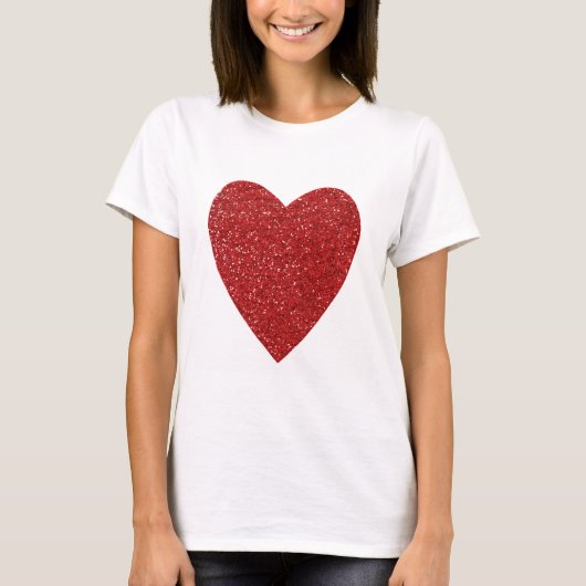 Rode glitter liefhart t-shirt (Voorkant)