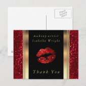Rode Glitter Lippen - Dank je Briefkaart (Voorkant / Achterkant)
