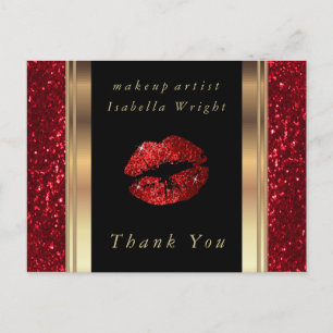 Rode Glitter Lippen - Dank je Briefkaart