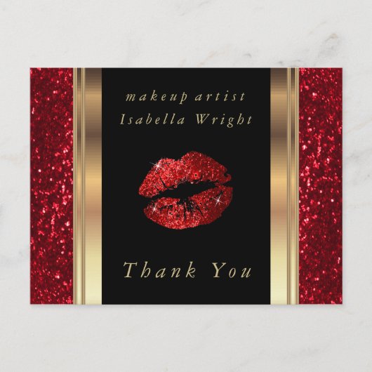 Rode Glitter Lippen - Dank je Briefkaart (Voorkant)