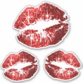 Rode glitter lippen - Kiss-Cut Sticker (Voorkant)