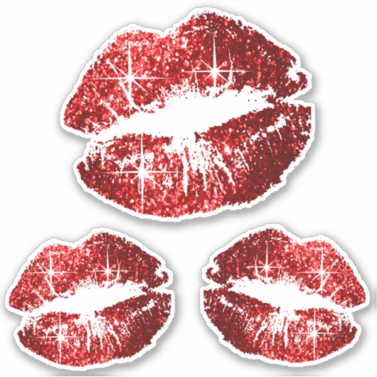 Rode glitter lippen - Kiss-Cut Sticker (Voorkant)