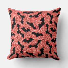 RODE GLITTER LOOK MET ZWARTE VLEERMUIZEN KUSSEN