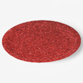 Rode glitter look papier borden papieren bordje (Gekanteld)