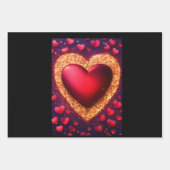 rode glitter met harten inpakpapier vel (Voorkant 3)