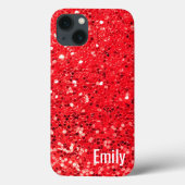 Rode glitter met naam Case-Mate iPhone case (Achterkant)
