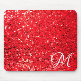 Rode glitter met persoonlijk monogram muismat