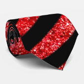 Rode glitter met zwarte zebrastrepen stropdas (Opgerold)