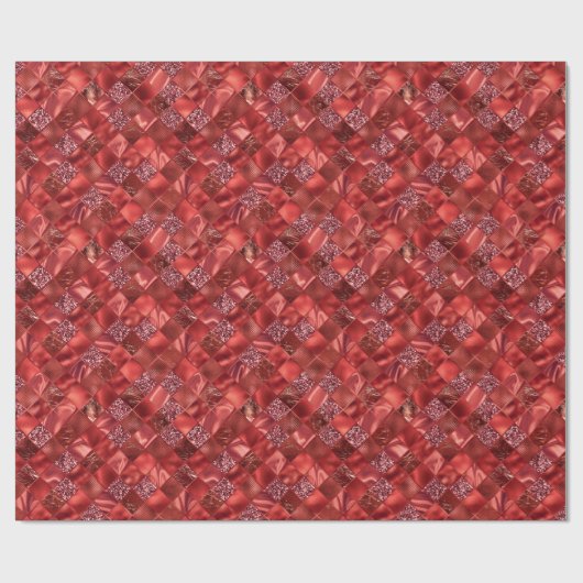 Rode Glitter Metallic Glanzende Kerstmis Cadeaupapier (Vlak)