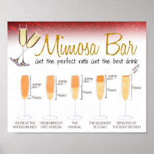 Rode Glitter Mimosa Bar Bruiloftsbrunch Bord Poster