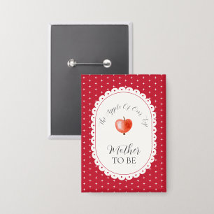 Rode Glitter Moeder Wordt Vintage Appel Baby Showe Button