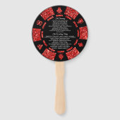 Rode Glitter Monogram Poker Chip Casino Bruiloft Handwaaier (Achterkant)