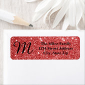 Rode Glitter Monogram - Retouradreslabels Etiket (Insitu)