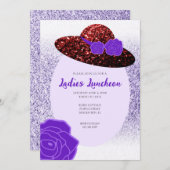 Rode glitter pet paarse lavendel Dames Luncheon Kaart (Voorkant / Achterkant)