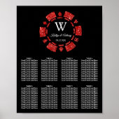 Rode Glitter Poker Chip Casino Bruiloft Poster (Voorkant)