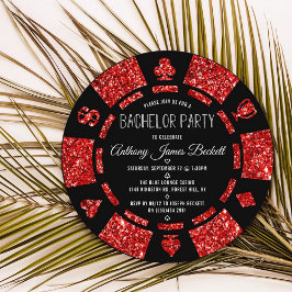 Rode Glitter Pokerchip Las Vegas Verlovingsfeest Kaart