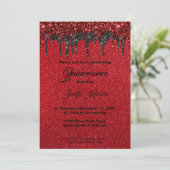Rode glitter Quinceanera uitnodiging (Staand voorkant)