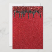 Rode glitter Quinceanera uitnodiging (Achterkant)