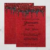 Rode glitter Quinceanera-uitnodiging Kaart (Voorkant / Achterkant)