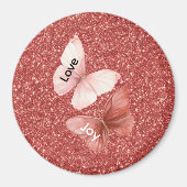 Rode Glitter Roze Liefde Vreugde Vlinders Magneet (Voorkant)