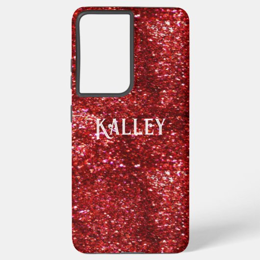 Rode glitter samsung galaxy hoesje (Achterkant)