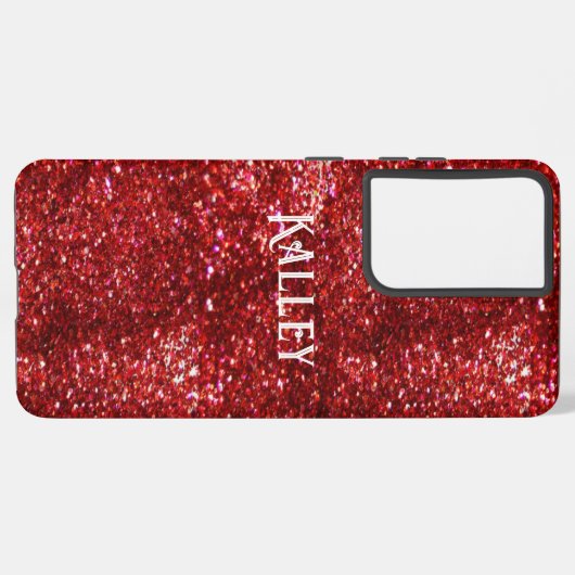 Rode glitter samsung galaxy hoesje (Linkerkant)
