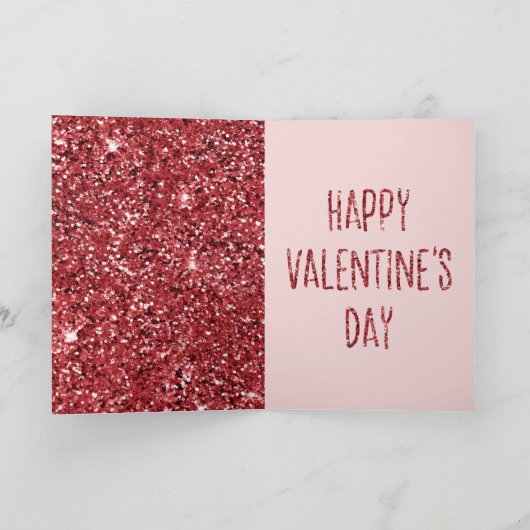 Rode Glitter Schitterende Liefde Valentijnsdag Kaart (Binnen)