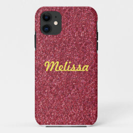 Rode glitter schittering met jouw naam iPhone 11 hoesje