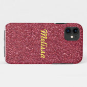 Rode glitter schittering met jouw naam Case-Mate iPhone case (Achterkant (horizontaal))