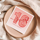 Rode Glitter Script Sweet 16 Verjaardag Servet