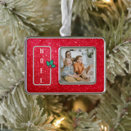  Rode Glitter-serie Foto Verzilverd Omlijst Ornament