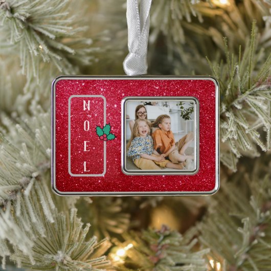 Rode Glitter-serie Foto Verzilverd Omlijst Ornament (Boom)