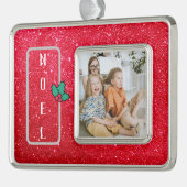  Rode Glitter-serie Foto Verzilverd Omlijst Ornament (Links)
